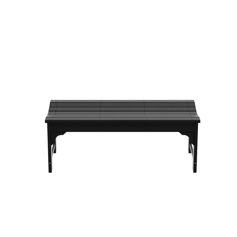 Black HDPE Backless Outdoor Garden Bench with Contoured Seat