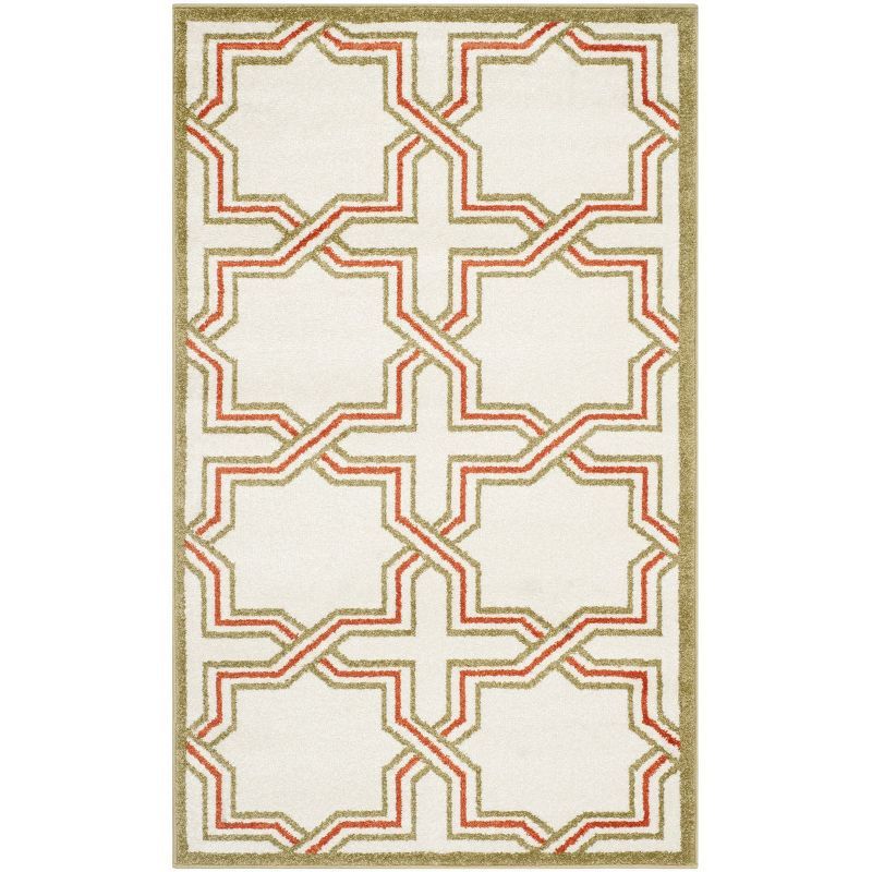 Ivory and Light Green Geometric Rectangular Area Rug