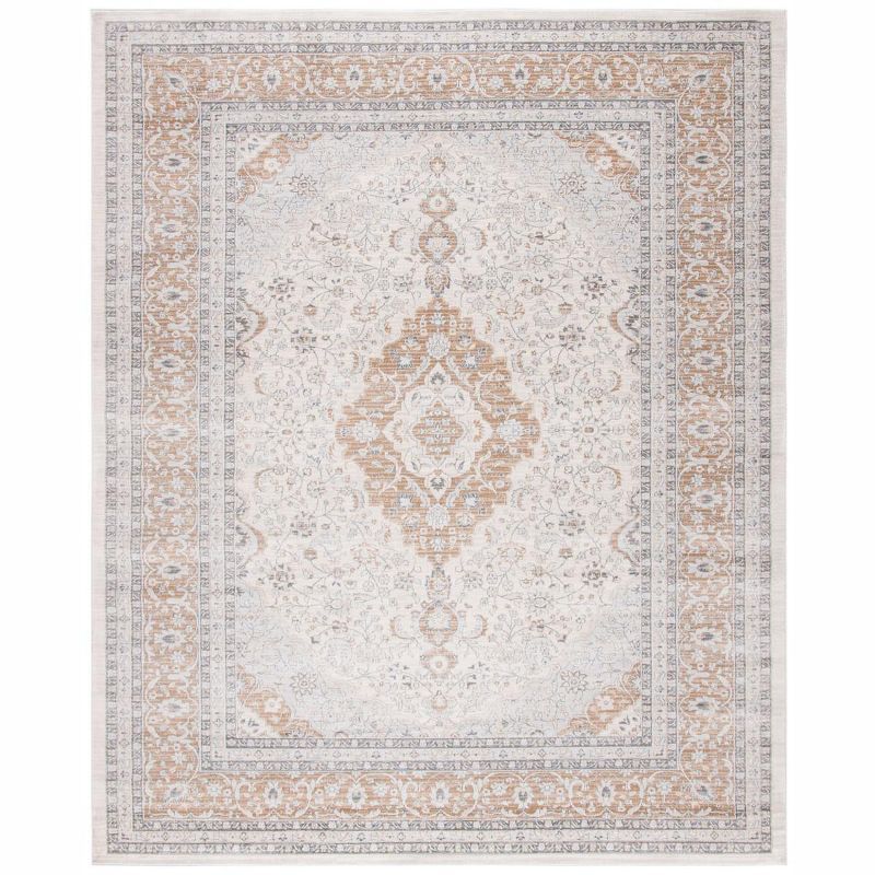 Isabella Cream and Beige Floral Bordered 8' x 10' Area Rug