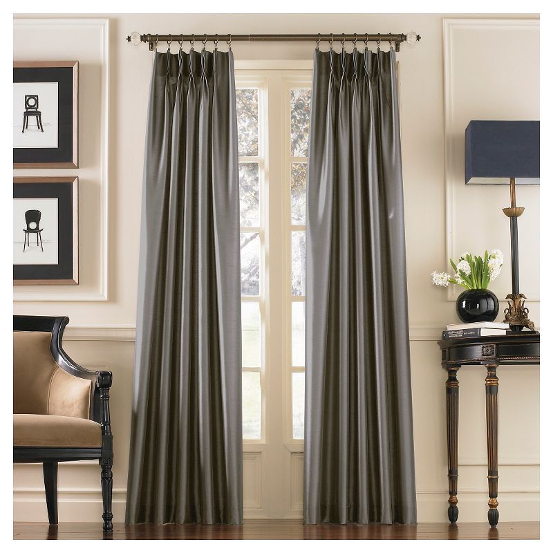 Pewter Faux Silk Pinch Pleat 30" x 108" Curtain Panel