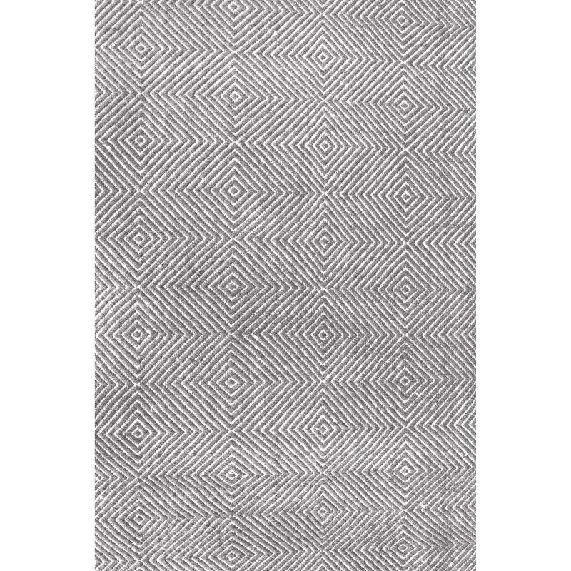 Handmade Gray Geometric Wool 6' x 9' Tufted Area Rug