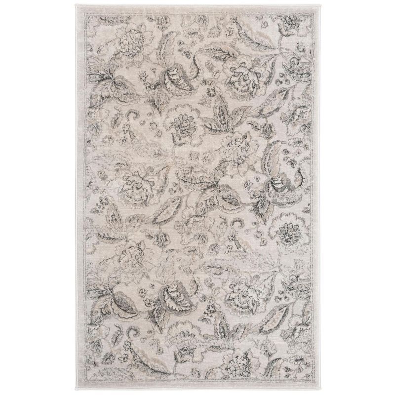 Elegant Silver Synthetic 4' x 6' Hand-Knotted Area Rug