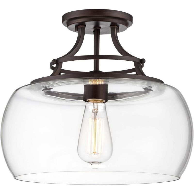 Charleston Bronze Industrial Farmhouse Ceiling Light with Clear Glass