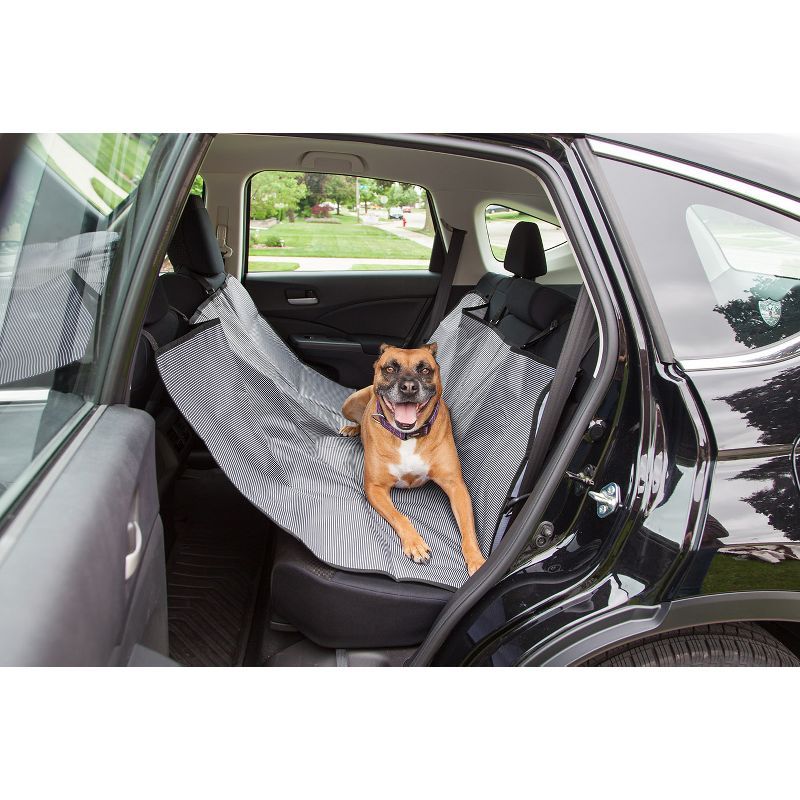 Gray Striped Water-Resistant Large Dog Car Seat Hammock Cover