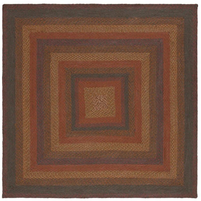 Handwoven Green and Rust Braided Square Area Rug