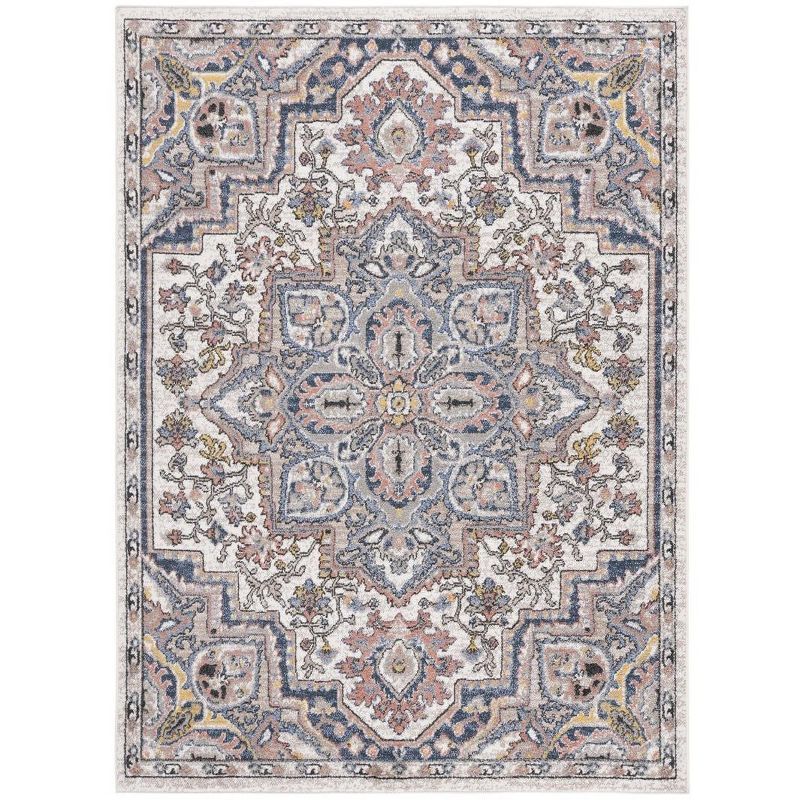 Ivory and Beige 8' x 10' Synthetic Stain-Resistant Area Rug