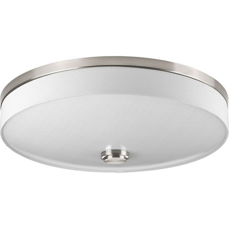 Weaver 16" Brushed Nickel LED Flush Mount with Linen Drum Shade