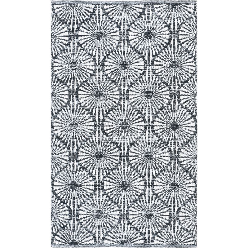 Montauk Off-White and Black Hand Woven Cotton Rug