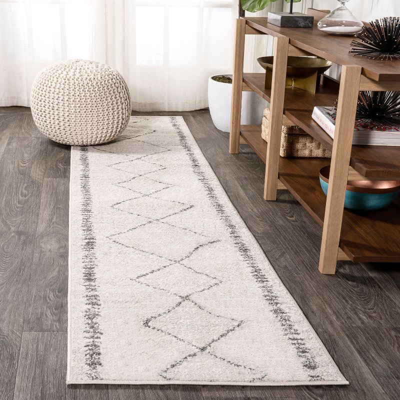 Handmade Cream and Gray Geometric Reversible Area Rug