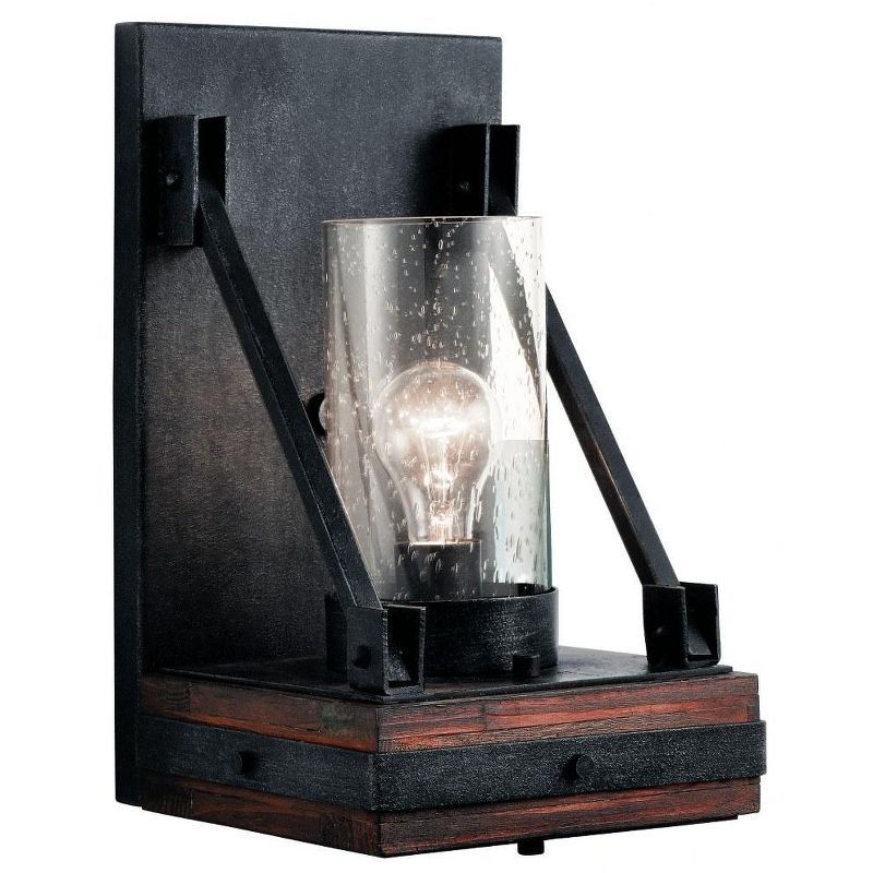 Rustic Pewter 14.75" Wall Sconce with Clear Seeded Glass