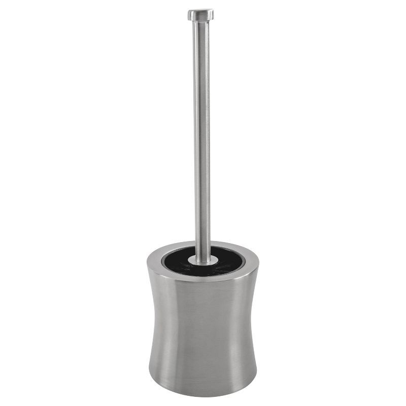 Hour Glass Shaped Silver Stainless Steel Toilet Brush and Holder