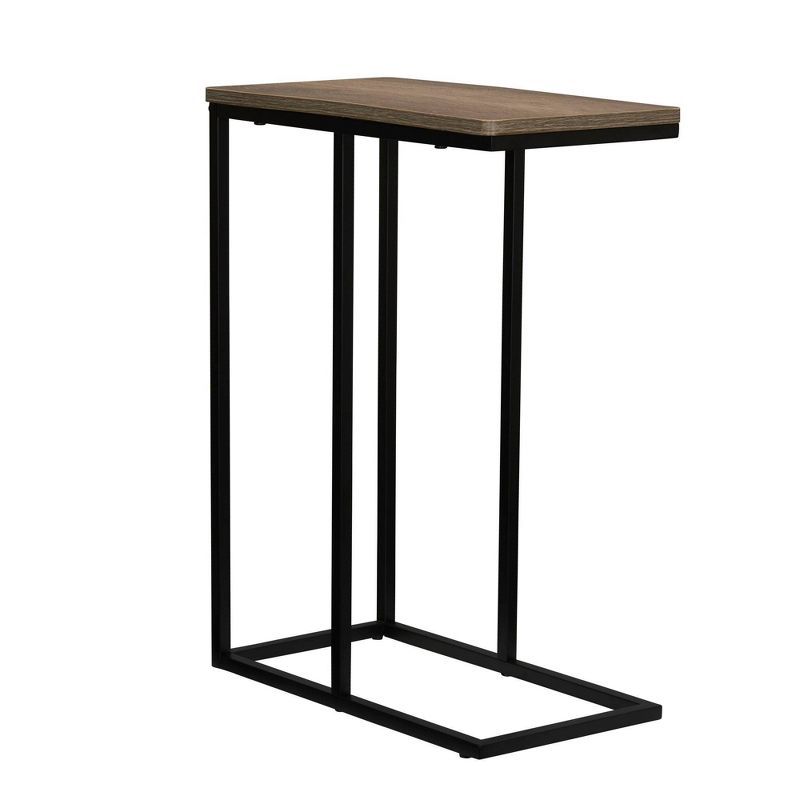 Ashwood and Black Metal C-Shaped Side Table