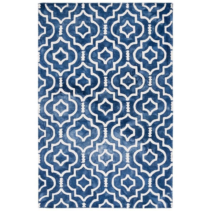 Hand-Tufted Navy and Ivory Wool Rectangular Area Rug, 4' x 6'