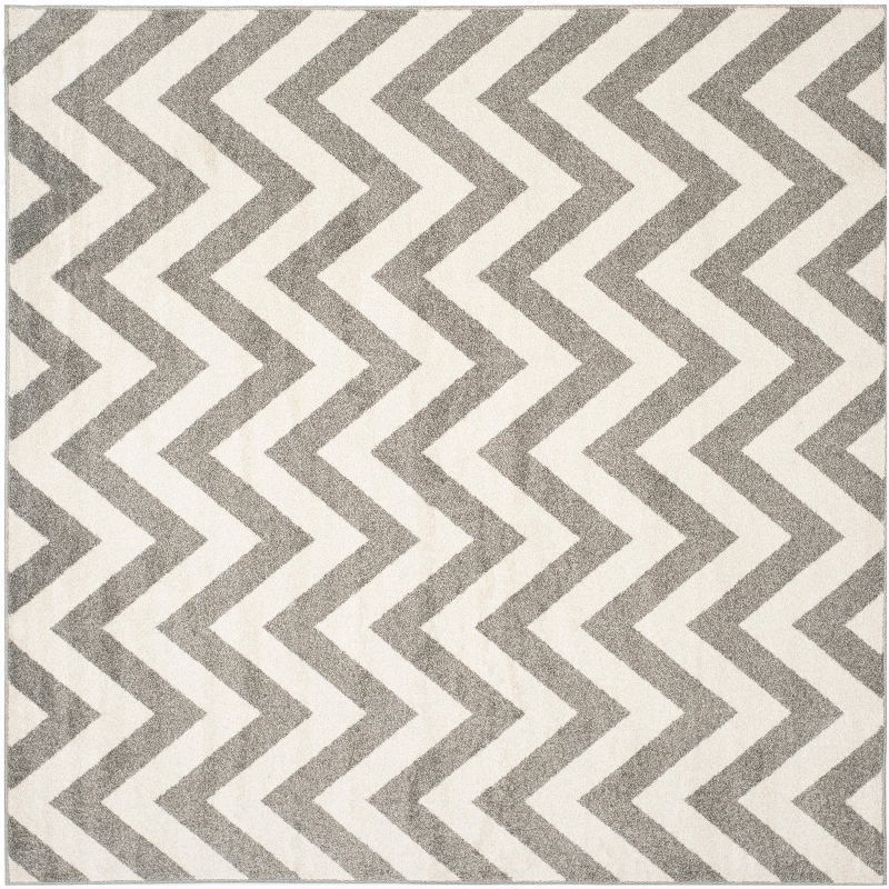 5' x 5' Dark Grey and Beige Reversible Synthetic Area Rug