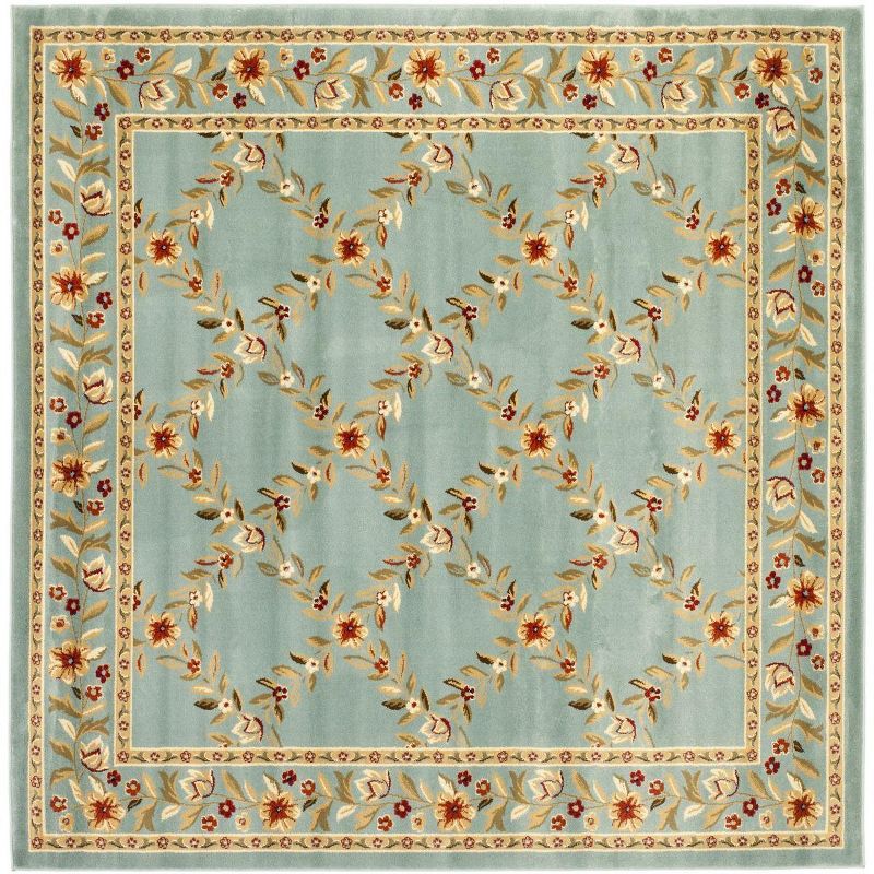 Classic Square Blue Trellis Hand-Knotted Easy Care Area Rug