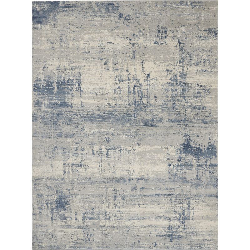 Blue and Gray Abstract Rectangular Area Rug