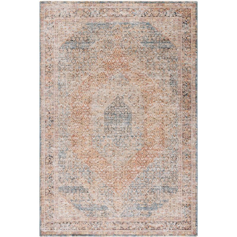 Silverado Blue and Rust Hand-knotted Synthetic Area Rug