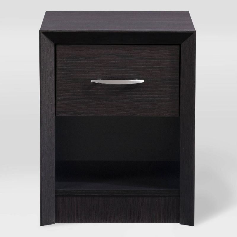 Mid-Century Modern Newport Black 24" Nightstand with Storage Drawer