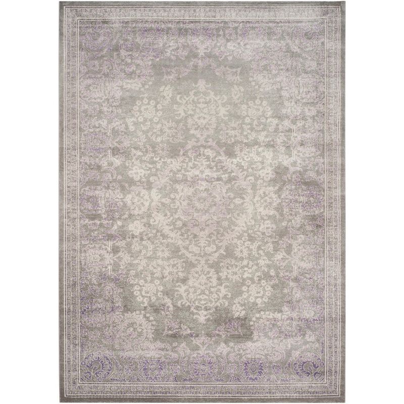 Gray and Lavender Hand-knotted Synthetic Area Rug, 8' x 11'