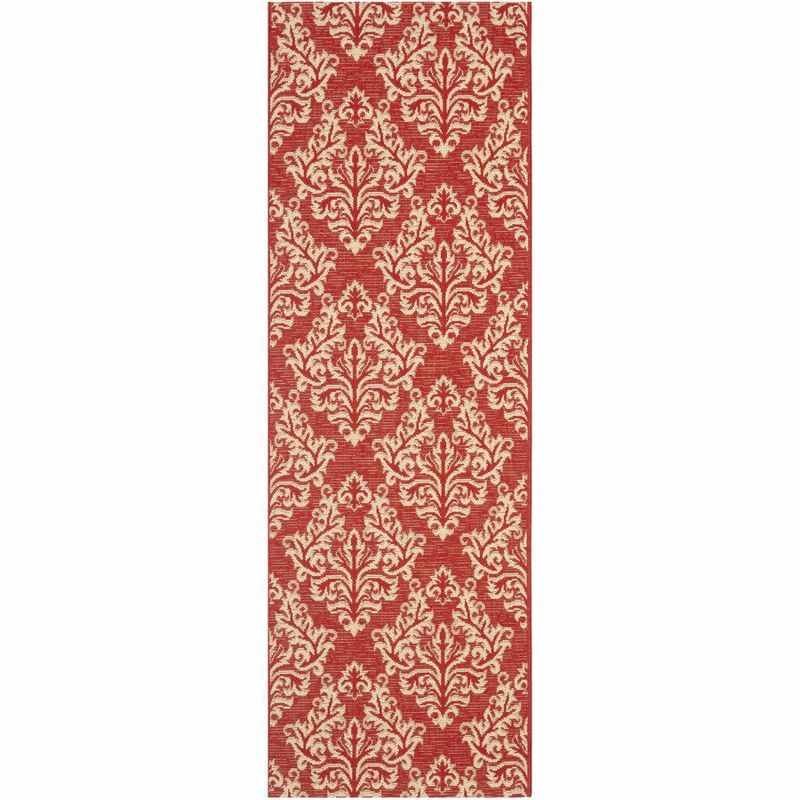 Courtyard Crimson Sisal Weave 27" x 10' Indoor-Outdoor Rug