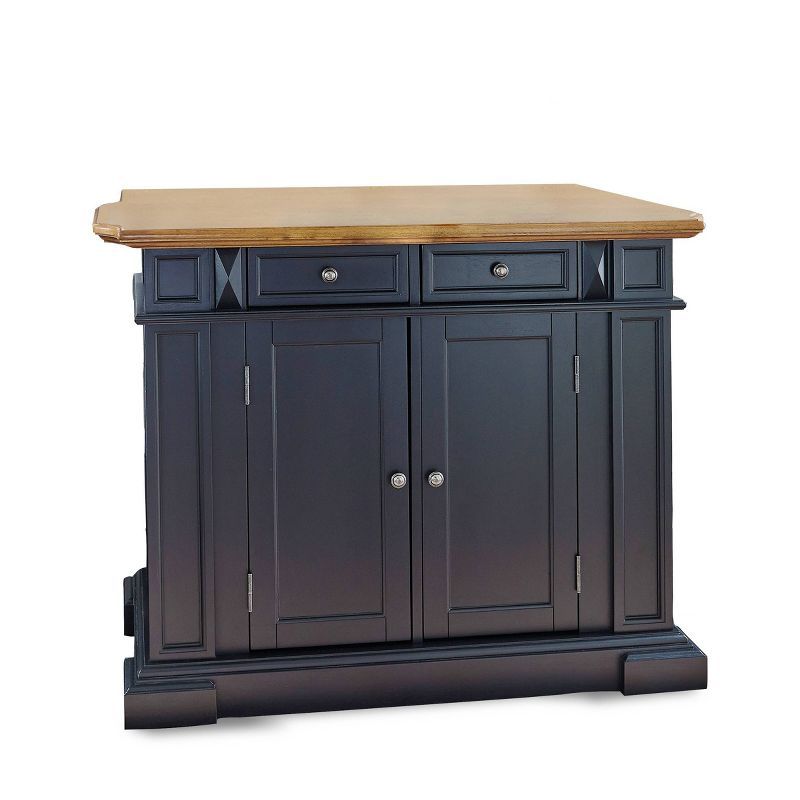 Black and Distressed Oak Kitchen Island with Drop Leaf