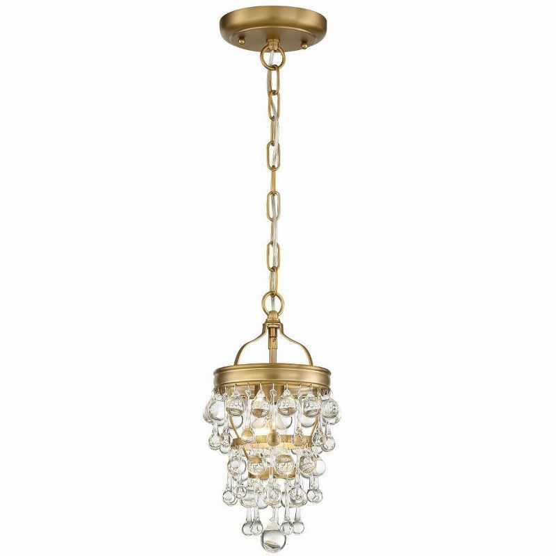 Vibrant Gold Mini Crystal Chandelier with Clear Drops