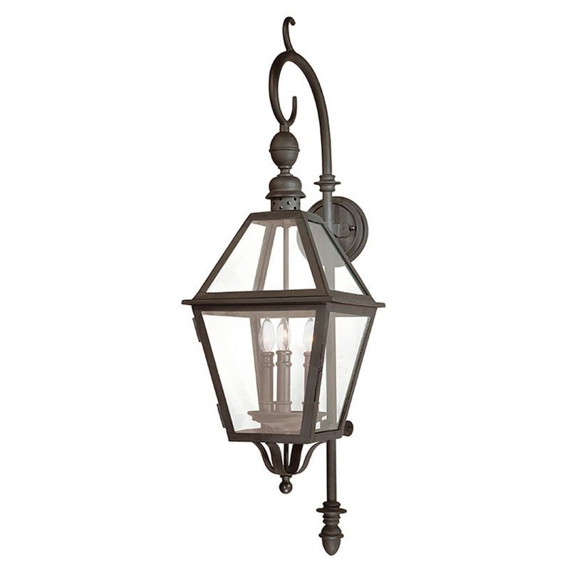 Townsend Natural Bronze 3-Light Outdoor Wall Lantern with Clear Glass