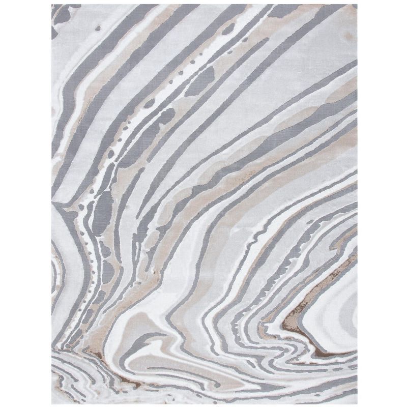 Gold and Grey Abstract Hand-knotted 8' x 10' Rug