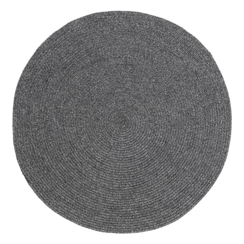 Charcoal Gray Round Braided Synthetic Indoor/Outdoor Rug