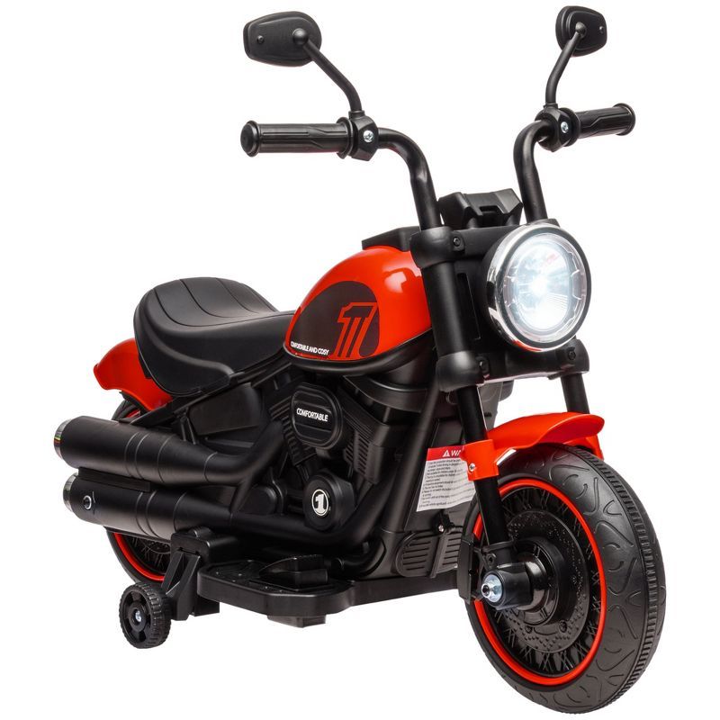 Red 6-Volt Kids Motorcycle with Training Wheels