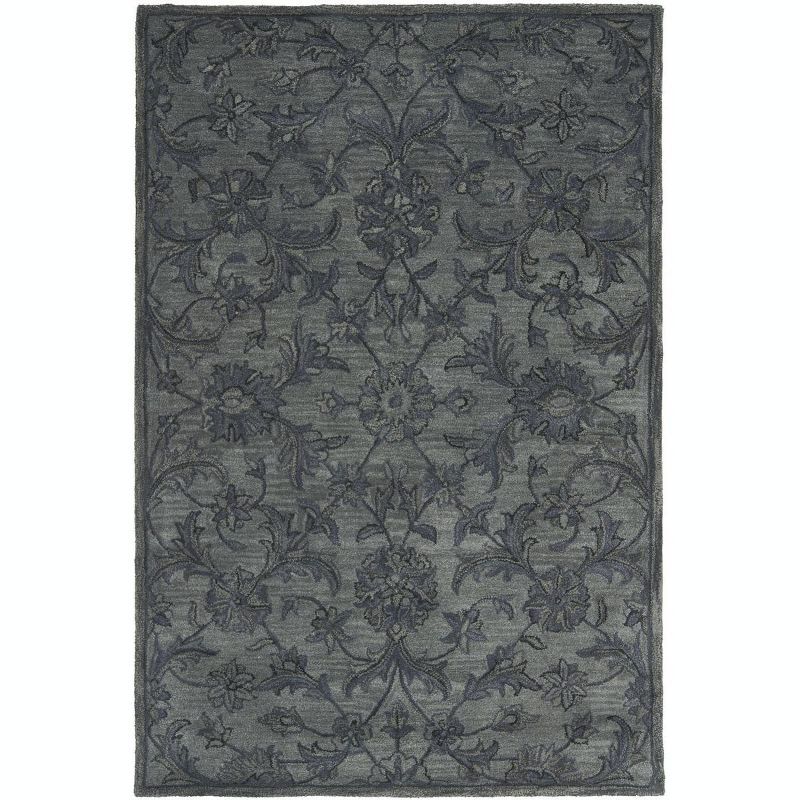 Handmade Gray Wool Persian Floral 4' x 6' Area Rug