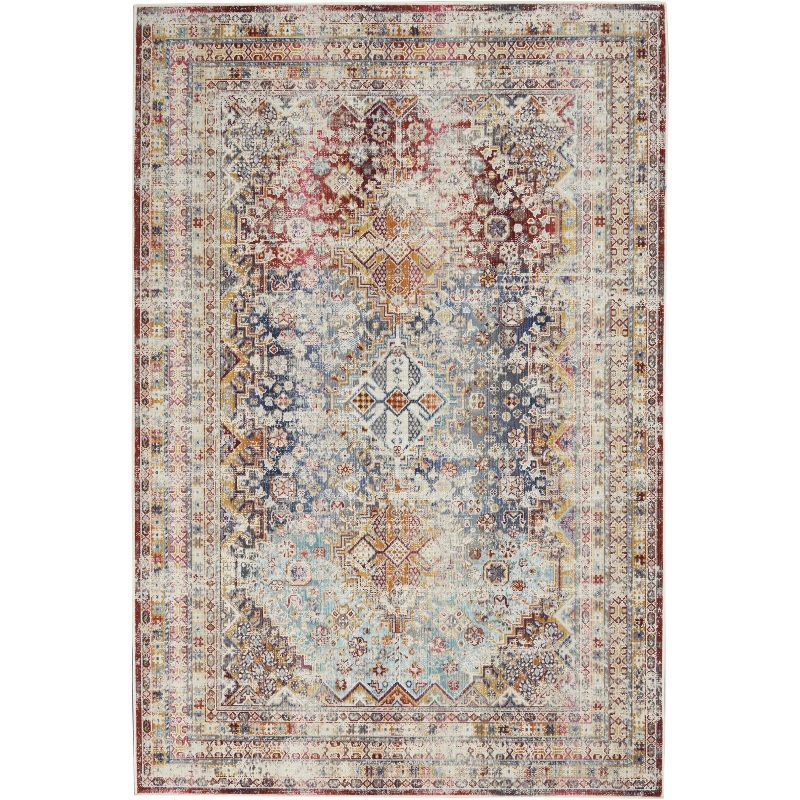 Bohemian Bliss Multicolor Synthetic 5'3" x 7'10" Transitional Area Rug