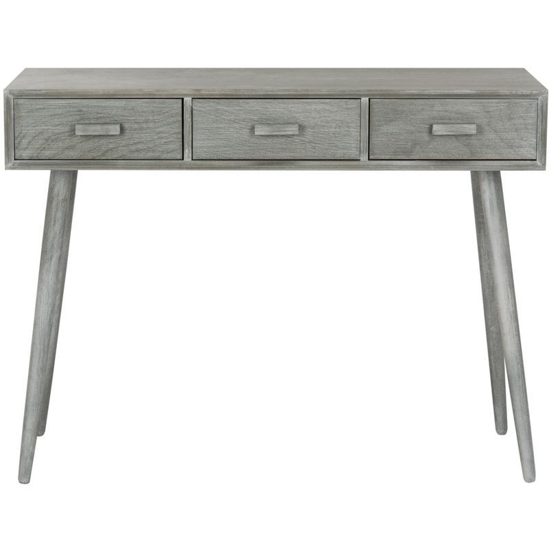 Slate Grey Pine Wood 3-Drawer Console Table