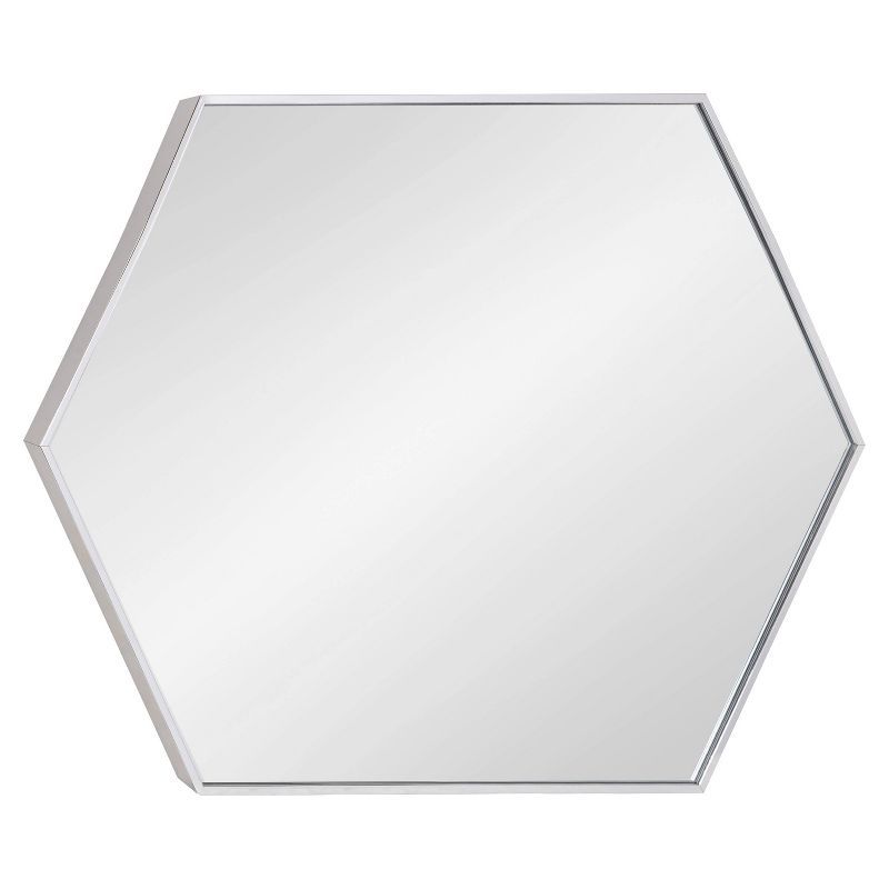 Grace Modern Silver Beveled Hexagon Wall Mirror with Wood Frame