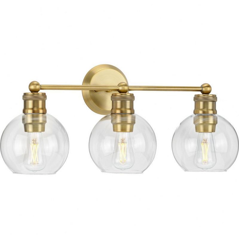 Hansford 3-Light Vintage Brass and Glass Bath Vanity