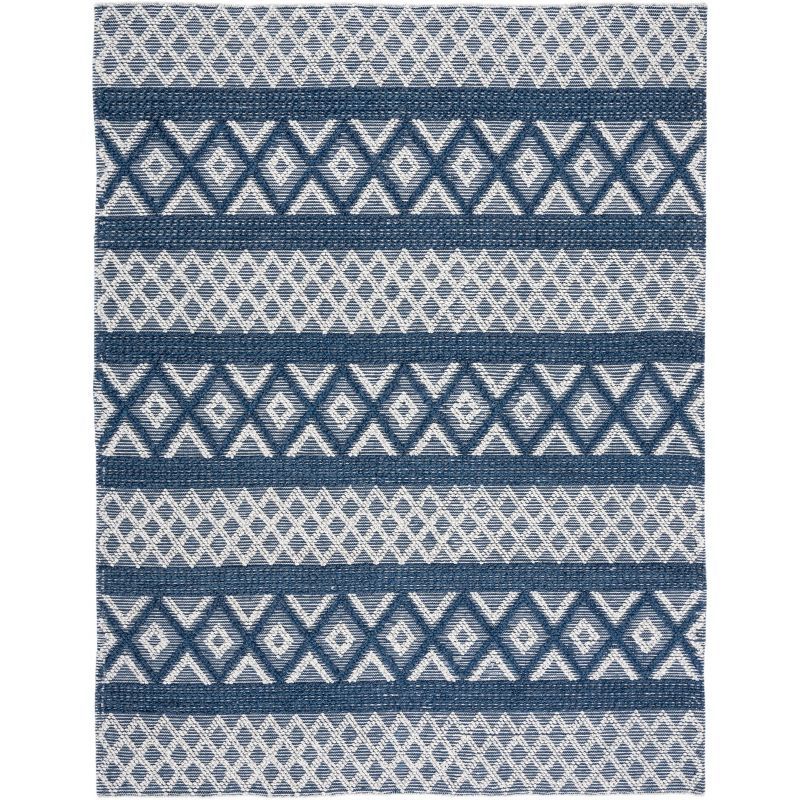 Hand-Knotted Geometric Blue Wool Area Rug 8' x 10'