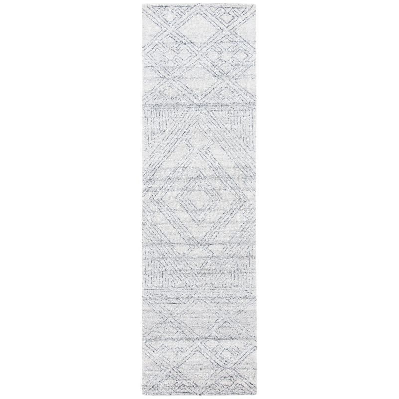 Ivory Abstract Handmade Tufted Wool Runner Rug