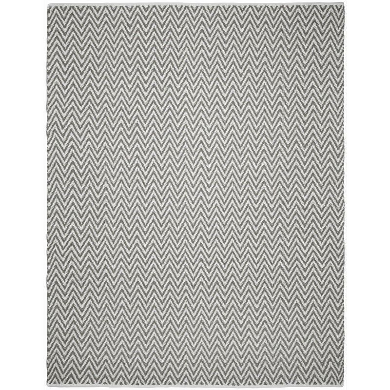 Grey and Ivory Handwoven Cotton Area Rug, 8' x 10'