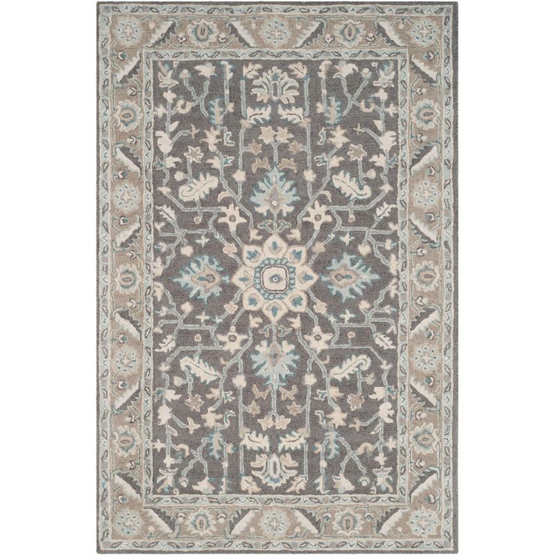 Handmade Gray Wool Tufted Floral Area Rug 2' x 3'