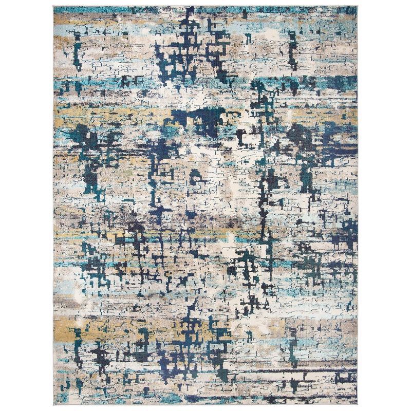 Madison Cream/Blue 9' x 12' Easy-Care Synthetic Area Rug