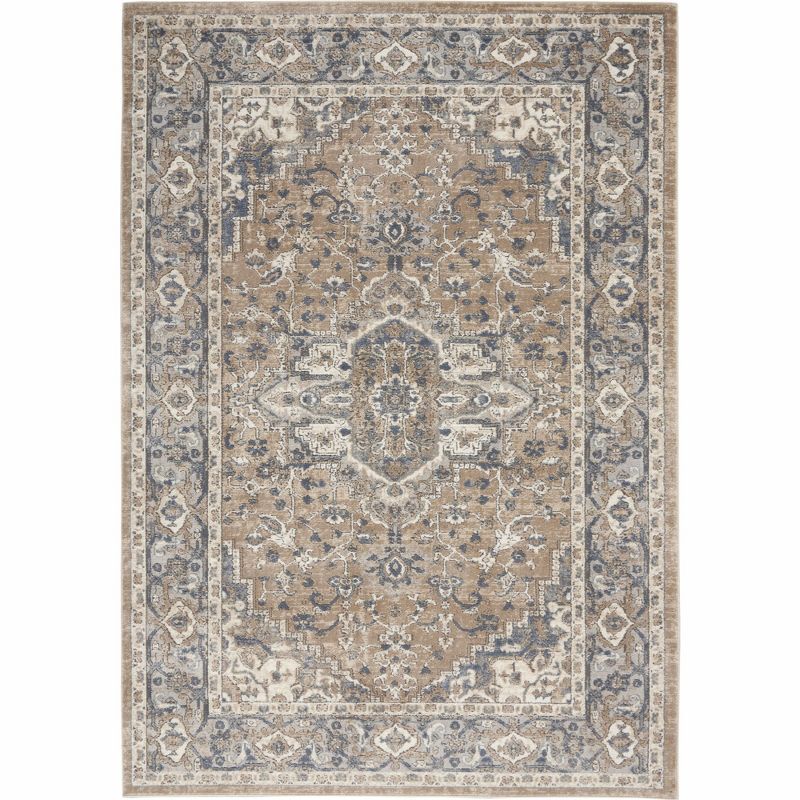 Concerto Beige and Grey Synthetic Rectangular 6' x 9' Area Rug