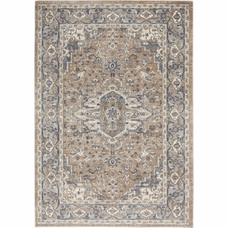 Elegant Beige & Grey Reversible 5' x 7' Synthetic Area Rug