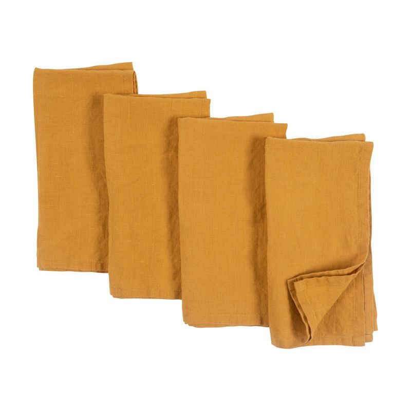 Ochre Stone Washed Linen Napkins Set of 4