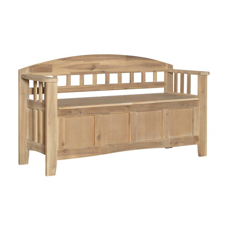 Aria Rustic Natural Wash 52" Split Seat Storage Bench