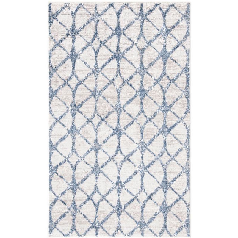 Amelia 4' x 6' Grey and Blue Geometric Synthetic Rug