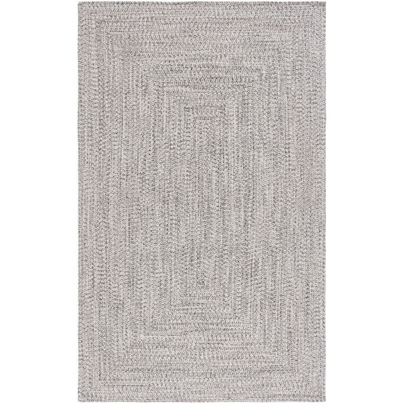 Handwoven Grey/Ivory Reversible Braided Synthetic Area Rug