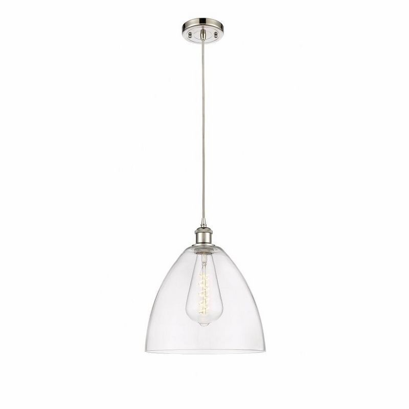 Ballston Sleek 14.75" Mini Pendant in Polished Nickel with Glass Shade