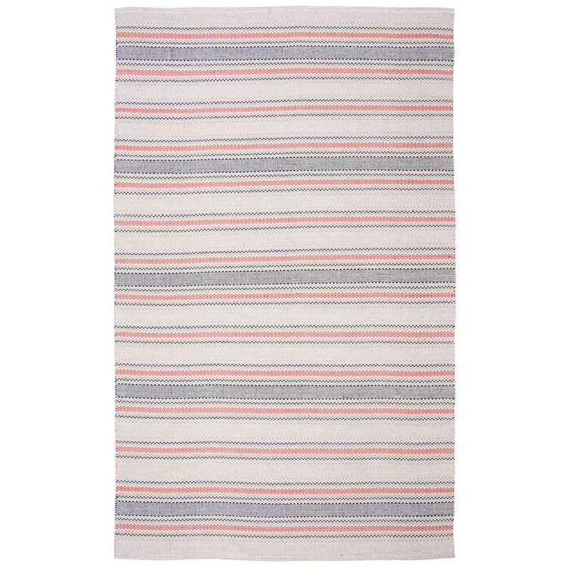 Montauk Pink and Beige Handwoven Cotton Stripe Rug 6' x 9'