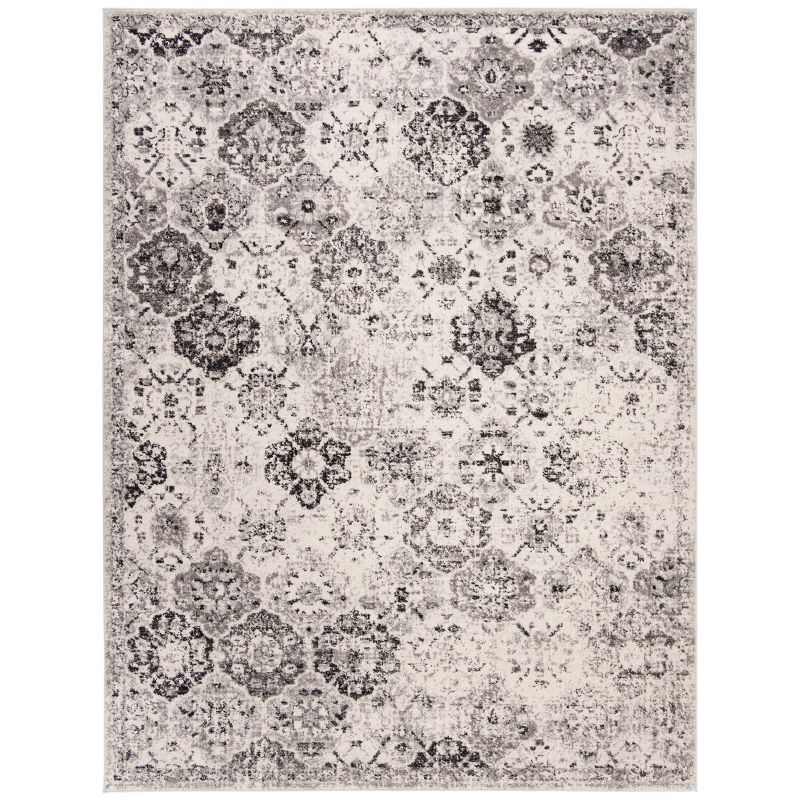 Gray and Silver 8' x 10' Reversible Cotton Synthetic Area Rug