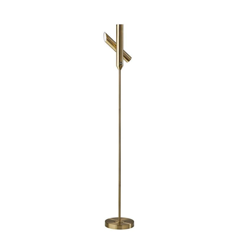 Antique Brass Adjustable LED Torchiere Floor Lamp with Touch Sensor